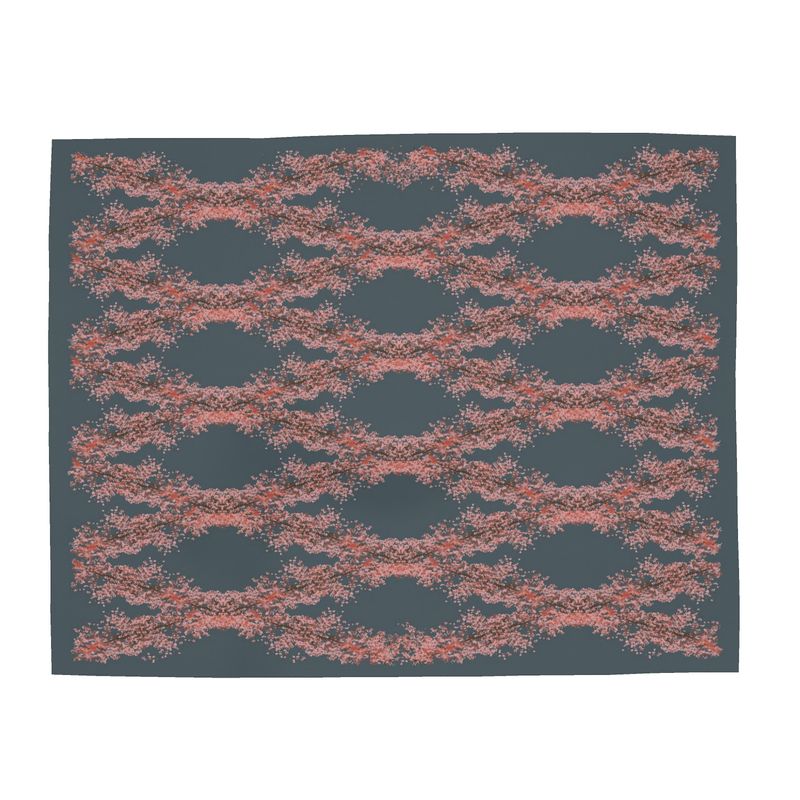 Large Wrap Scarf featuring Cherry Blossom design in Dark Slate Blue. Silks polyester. Printed to order in the UK by Floccu