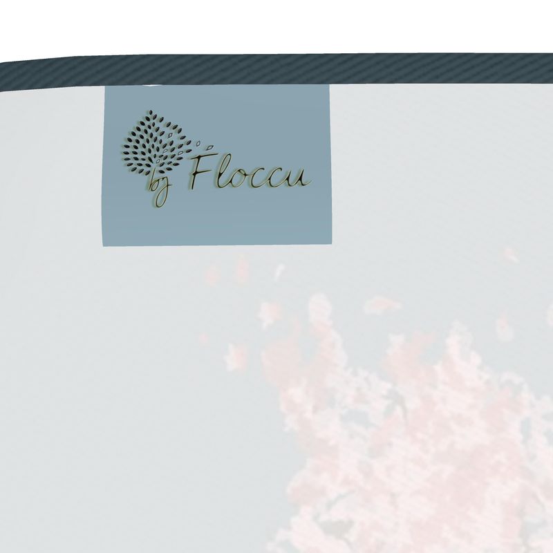 Square Silk Scarf featuring Cherry Blossom design in Dark Slate Blue. Silk or cotton. Printed to order in the UK by Floccu