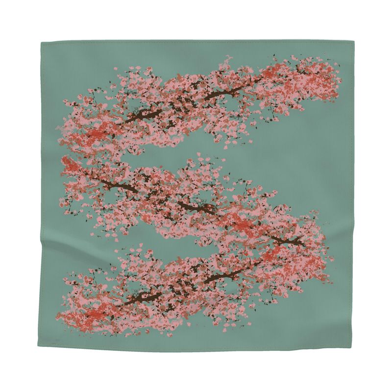 Cherry Blossom Silk Bandana in Ash Teal