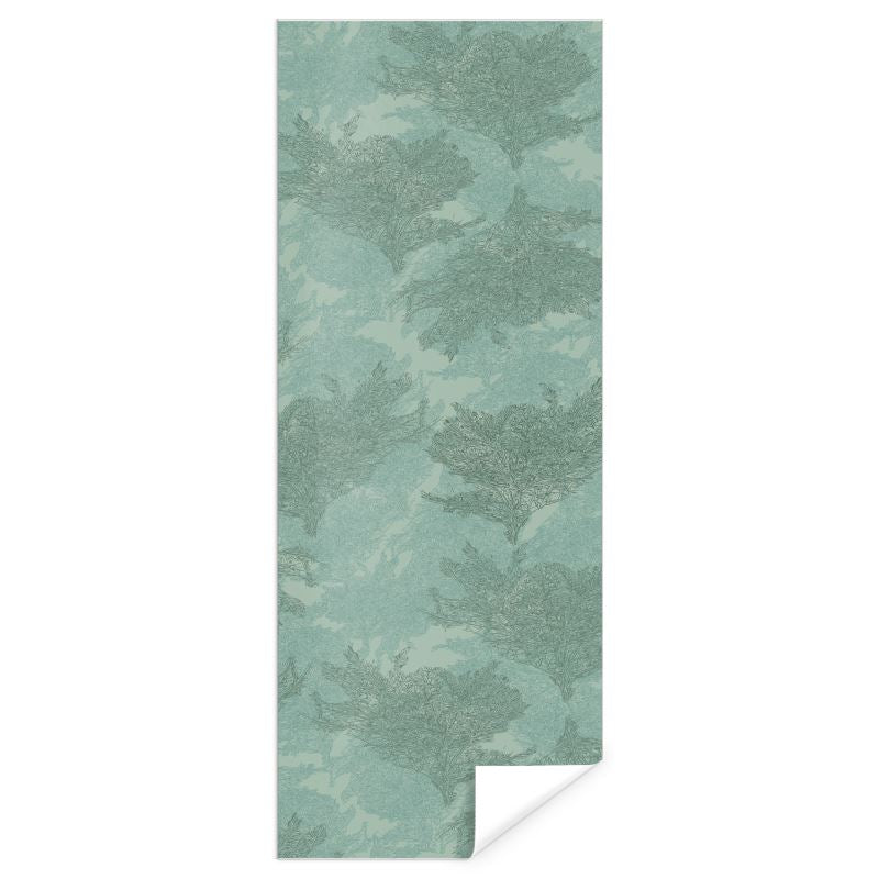 Long roll of Designer Gift Wrap featuring 'Japanese Tree | One' design in Blue-ish green. Designer luxury paper. Printed to order in the UK by Floccu