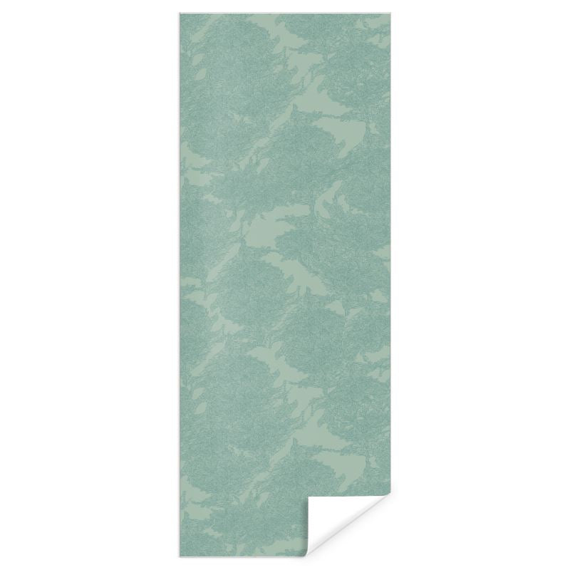 Long roll of Designer Gift Wrap featuring 'Japanese Tree | Three' design in Blue-ish green. Designer luxury paper. Printed to order in the UK by Floccu
