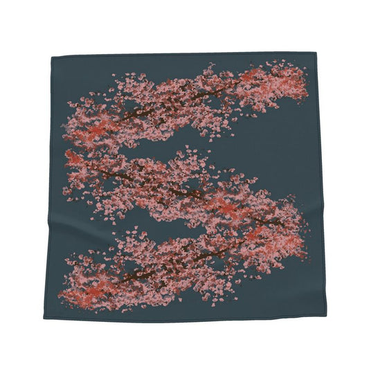 Cherry Blossom Square Silk Scarf in Dark Slate Blue | by Floccu