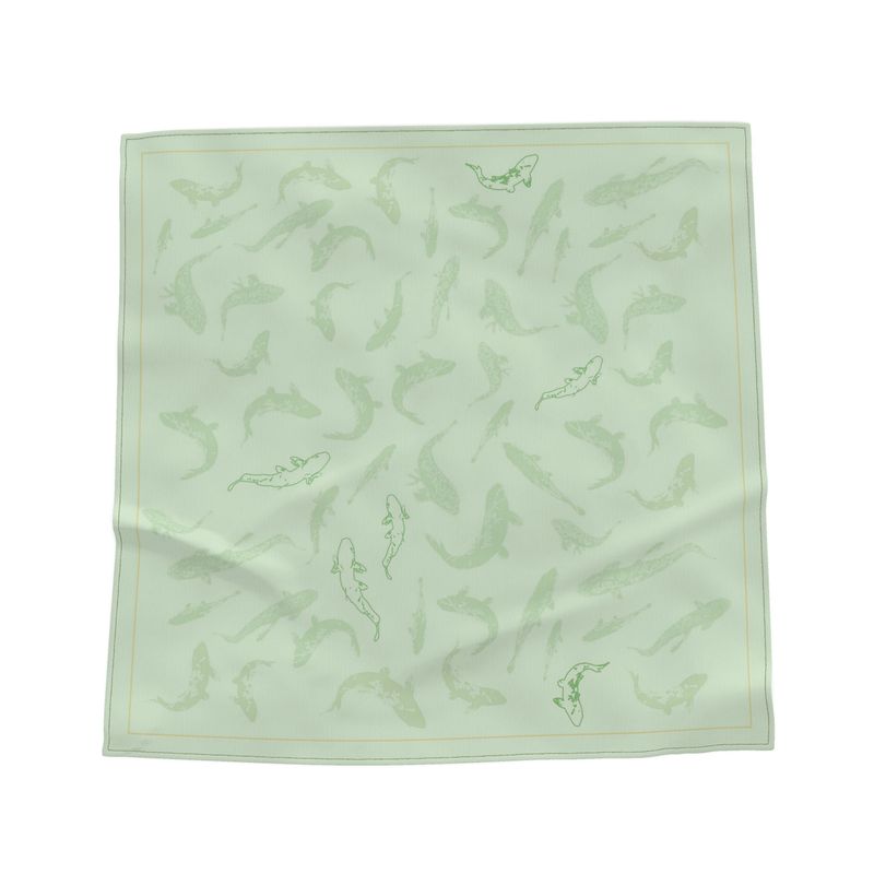 Koi fish Square Silk Scarf in Light Sage Green | by Floccu