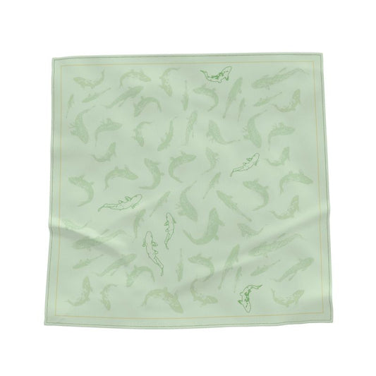 Koi fish Square Silk Scarf in Light Sage Green | by Floccu