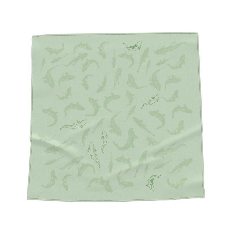 Koi fish Square Silk Scarf in Light Sage Green | by Floccu