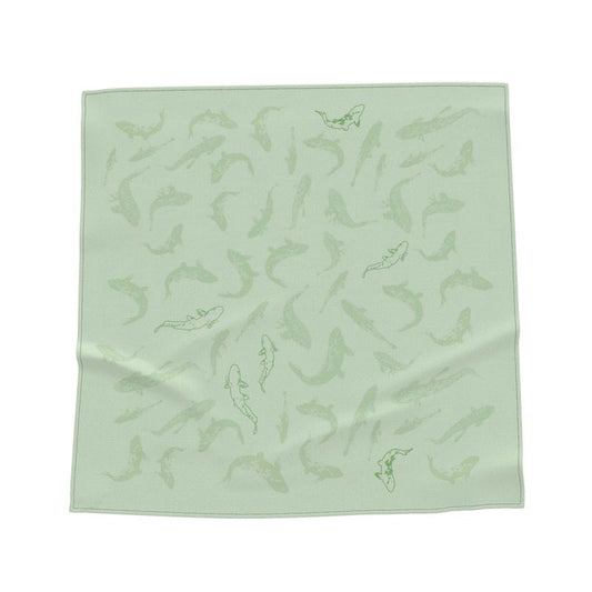 Koi fish Square Silk Scarf in Light Sage Green | by Floccu